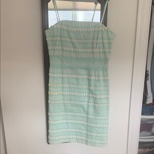 Vineyard Vines Derby Stripe Mint Green Strapless Dress